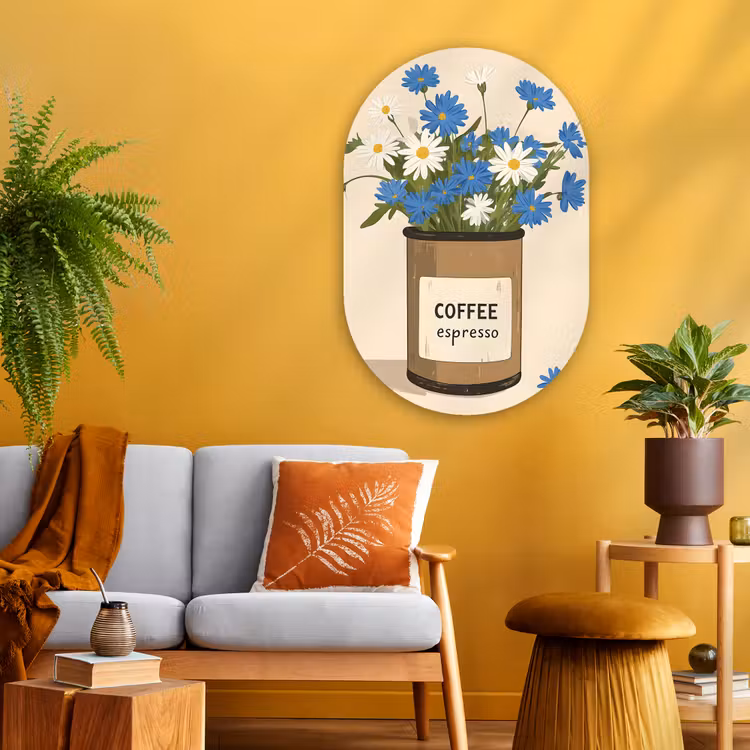 Muurovaal Glas – Coffee - Blik - Minimalistisch - Bloemen — 3