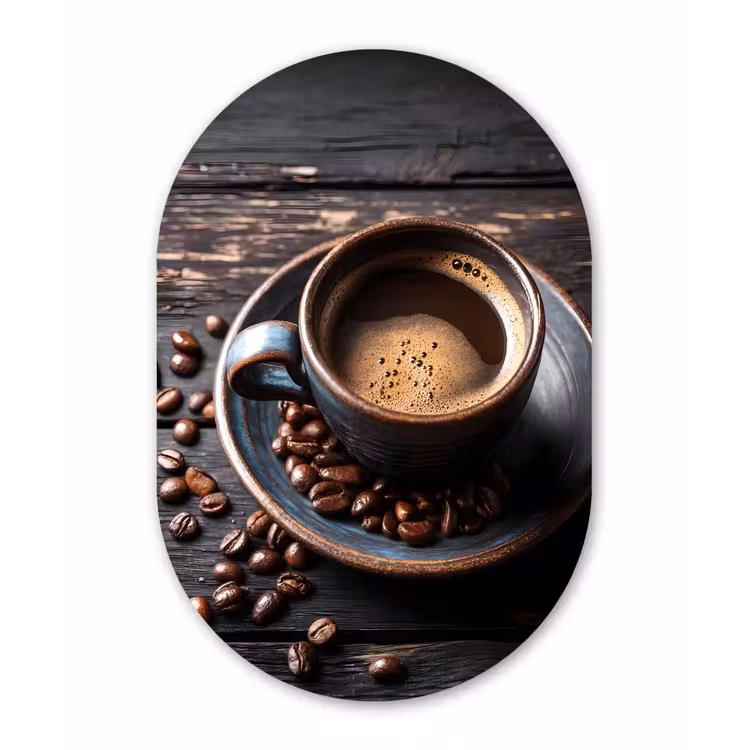 Muurovaal Glas – Kop - Koffie - Hout - Bonen — 1