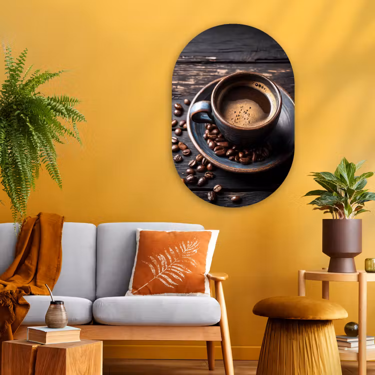 Muurovaal Glas – Kop - Koffie - Hout - Bonen — 3