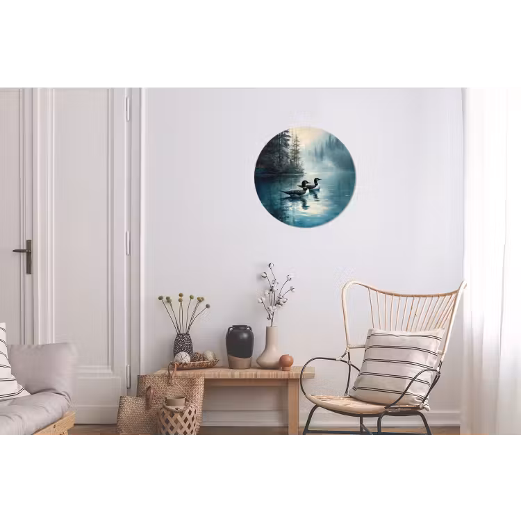Wandcirkel Aluminium – Bos - Water - Eenden - Mistig — 2