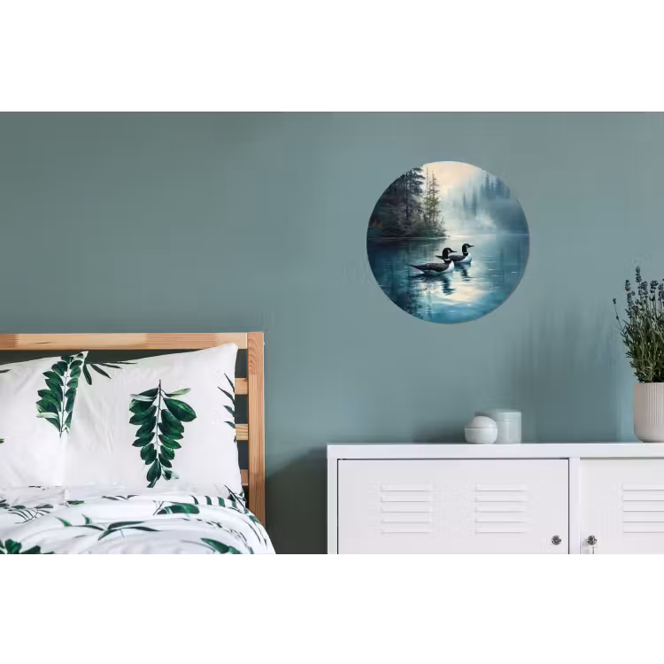 Wandcirkel Aluminium – Bos - Water - Eenden - Mistig — 4