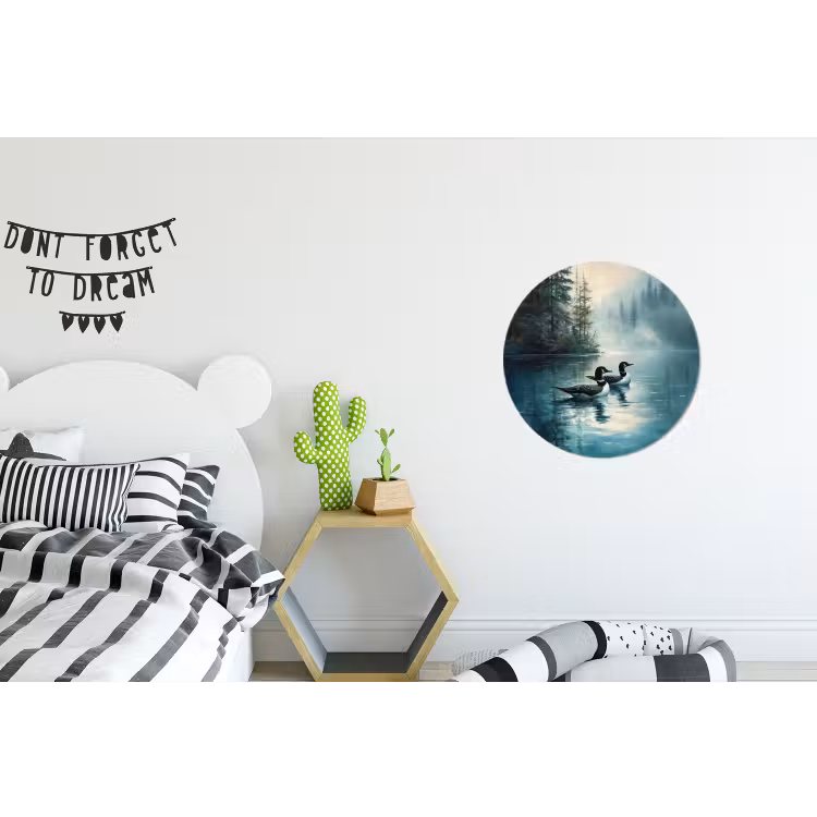 Wandcirkel Aluminium – Bos - Water - Eenden - Mistig — 5
