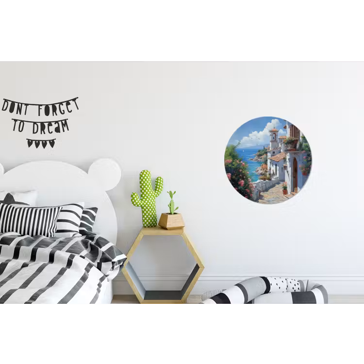 Wandcirkel Aluminium – Huizen - Zee - Bomen - Bloemen — 5