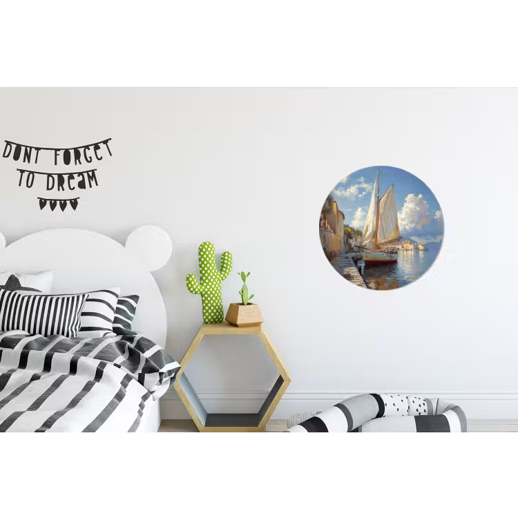 Wandcirkel Aluminium – Zeilschip - Huizen - Kade - Zee — 5
