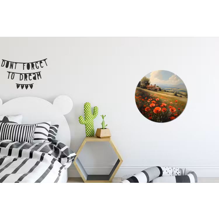 Wandcirkel Aluminium – Klaprozen - Rood - Heuvels - Landschap — 5