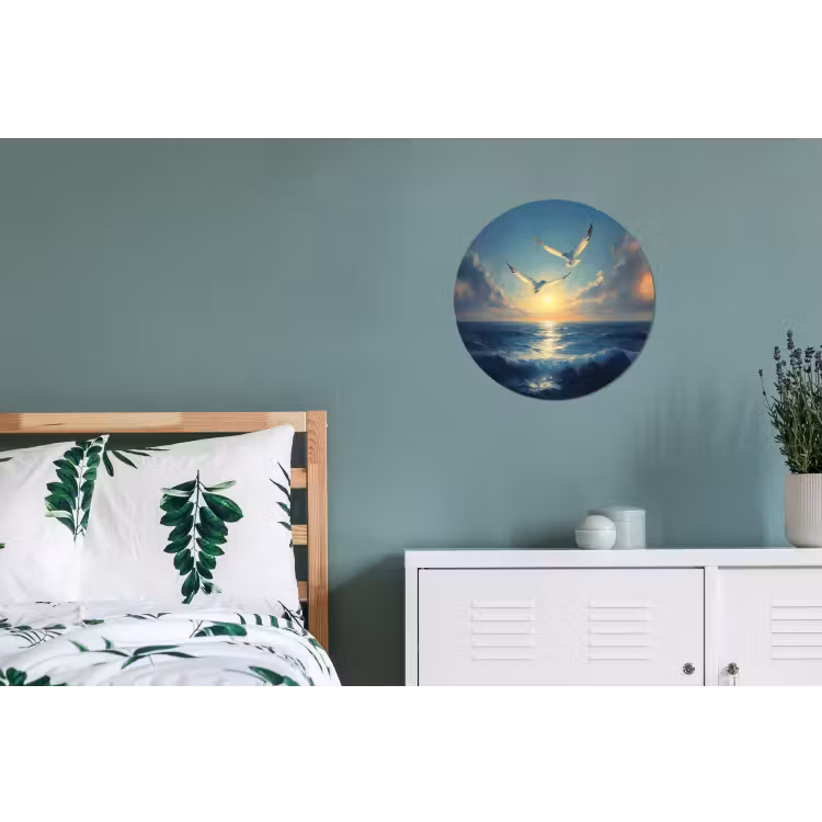 Wandcirkel Aluminium – Meeuwen - Zee - Wolken -Blauw — 4