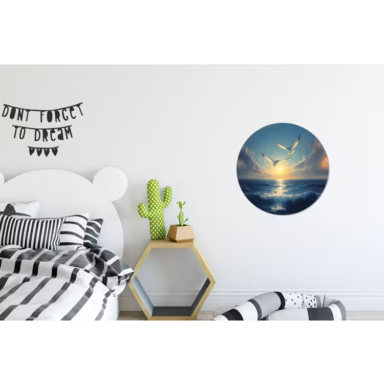 Wandcirkel Aluminium – Meeuwen - Zee - Wolken -Blauw — 5