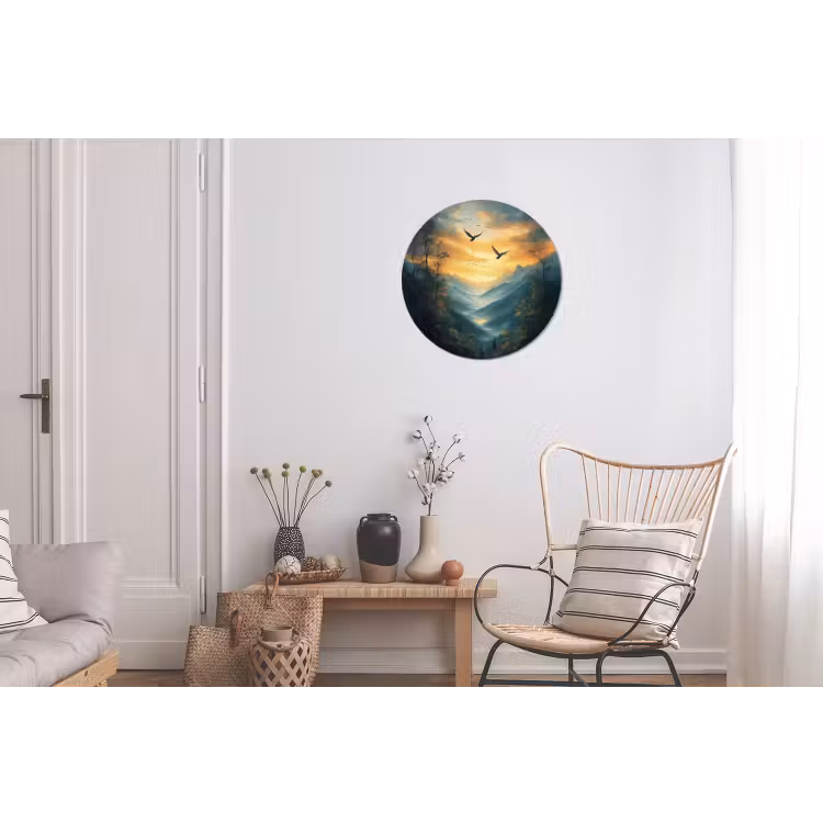 Wandcirkel Aluminium – Vogels - Zon - Bomen - Groen — 2