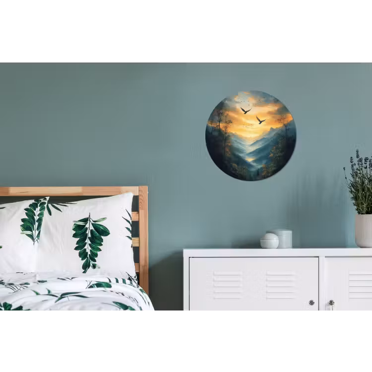 Wandcirkel Aluminium – Vogels - Zon - Bomen - Groen — 4