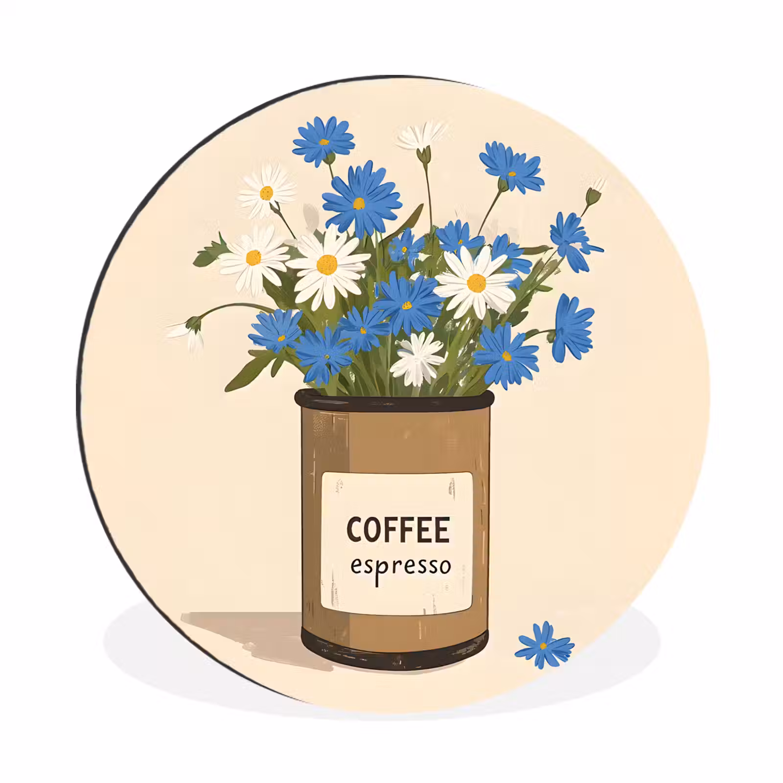 Wandcirkel - aluminium - Coffee - Blik - Minimalistisch - Bloemen — 1
