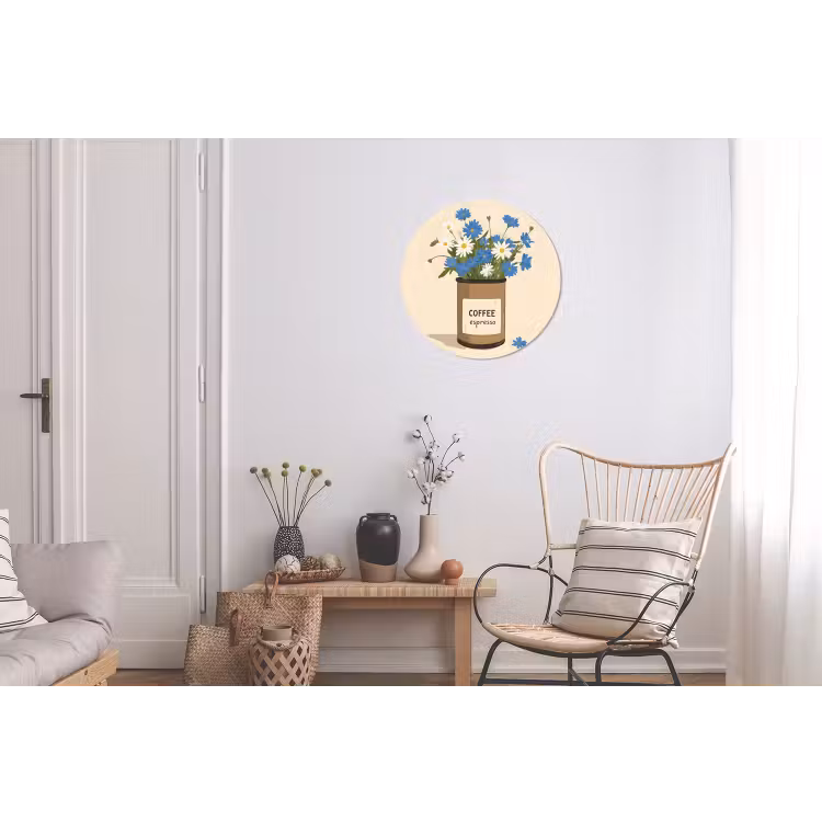 Wandcirkel - aluminium - Coffee - Blik - Minimalistisch - Bloemen — 2