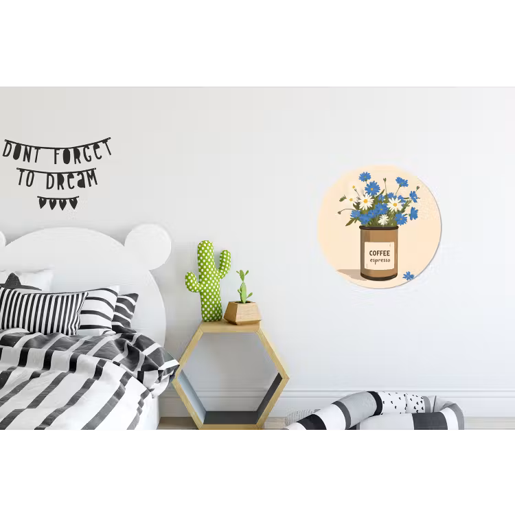 Wandcirkel - aluminium - Coffee - Blik - Minimalistisch - Bloemen — 5
