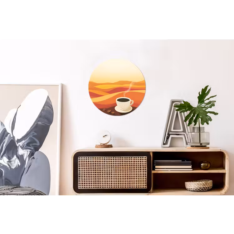 Wandcirkel - aluminium - Koffie - Landschap - Oranje - Koffiebonen — 3