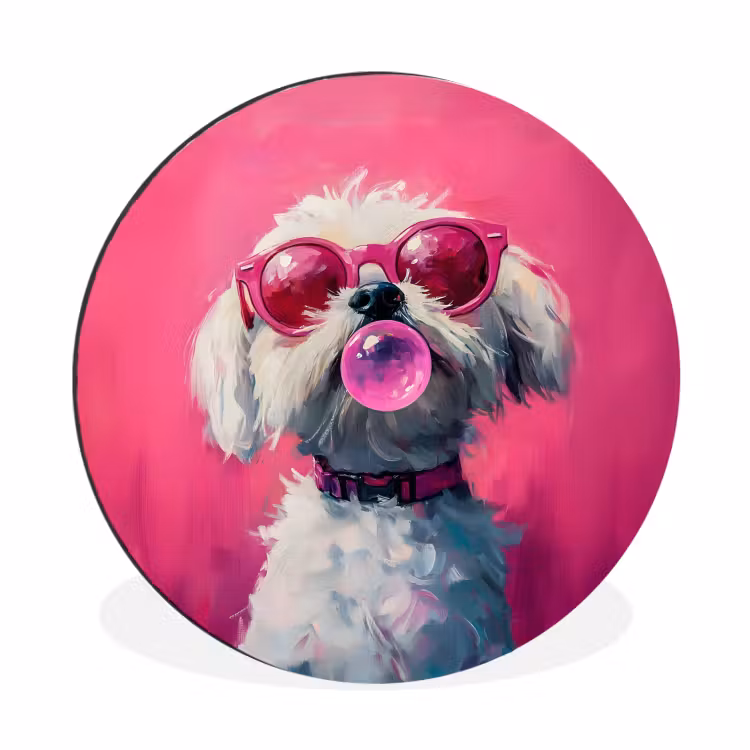 Wandcirkel - aluminium - Pink - Hond - Bubbel — 1