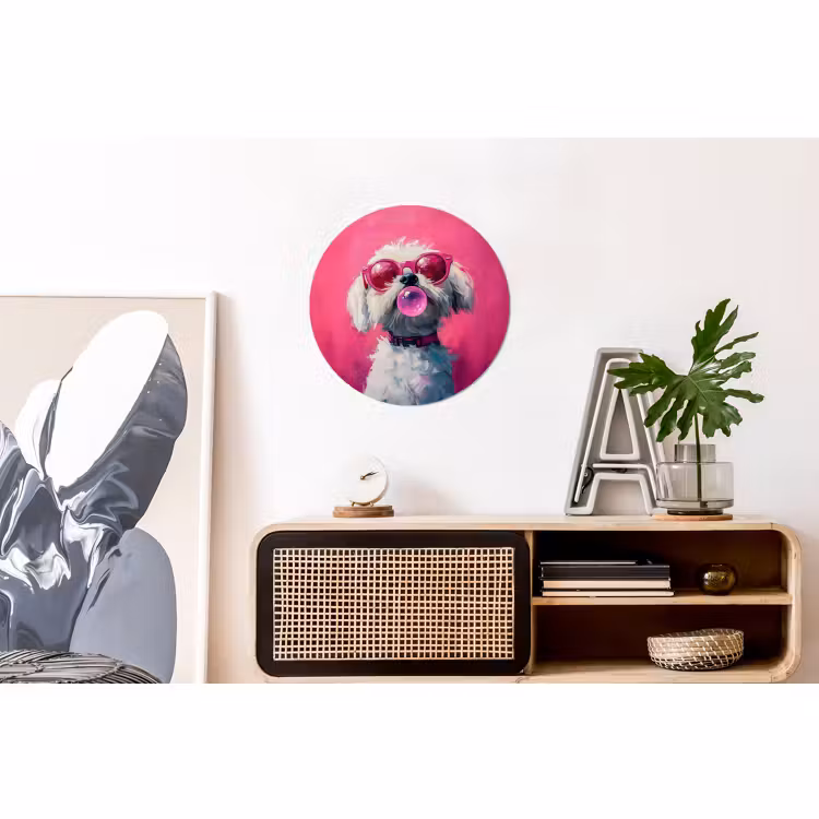 Wandcirkel - aluminium - Pink - Hond - Bubbel — 3