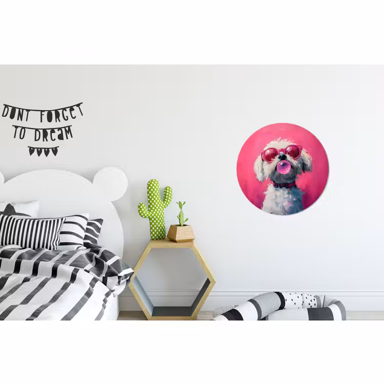 Wandcirkel - aluminium - Pink - Hond - Bubbel — 5