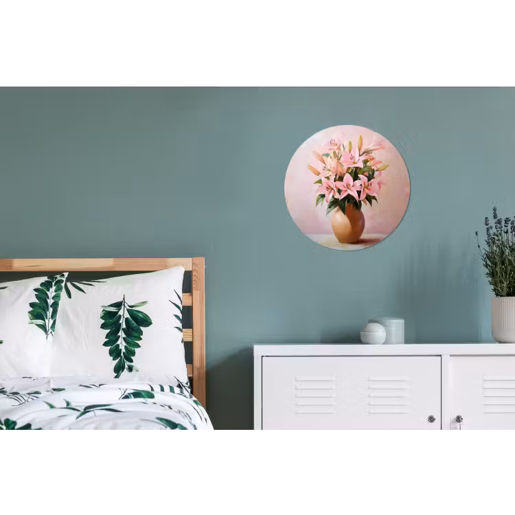 Wandcirkel - aluminium - Vaas - Bloemen - Roze — 4