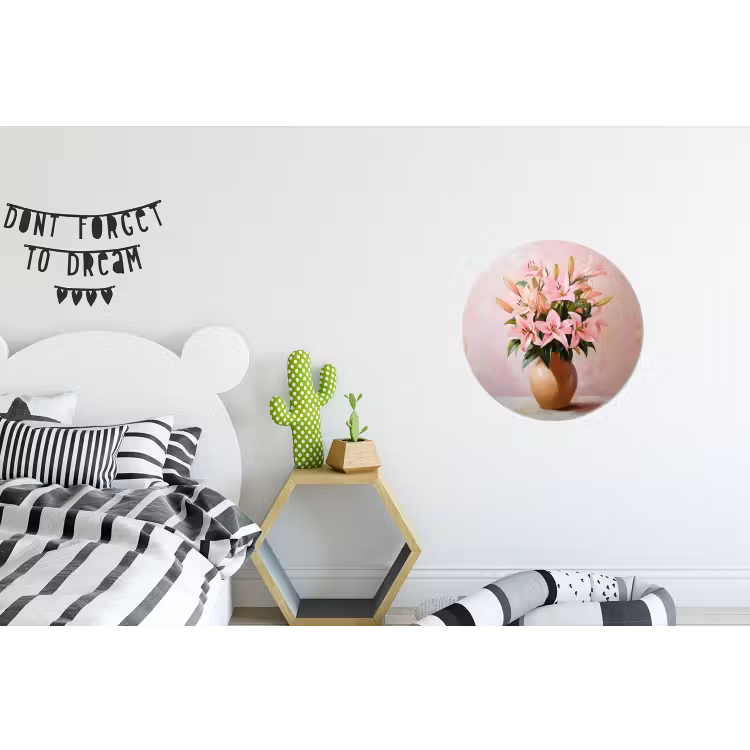 Wandcirkel - aluminium - Vaas - Bloemen - Roze — 5