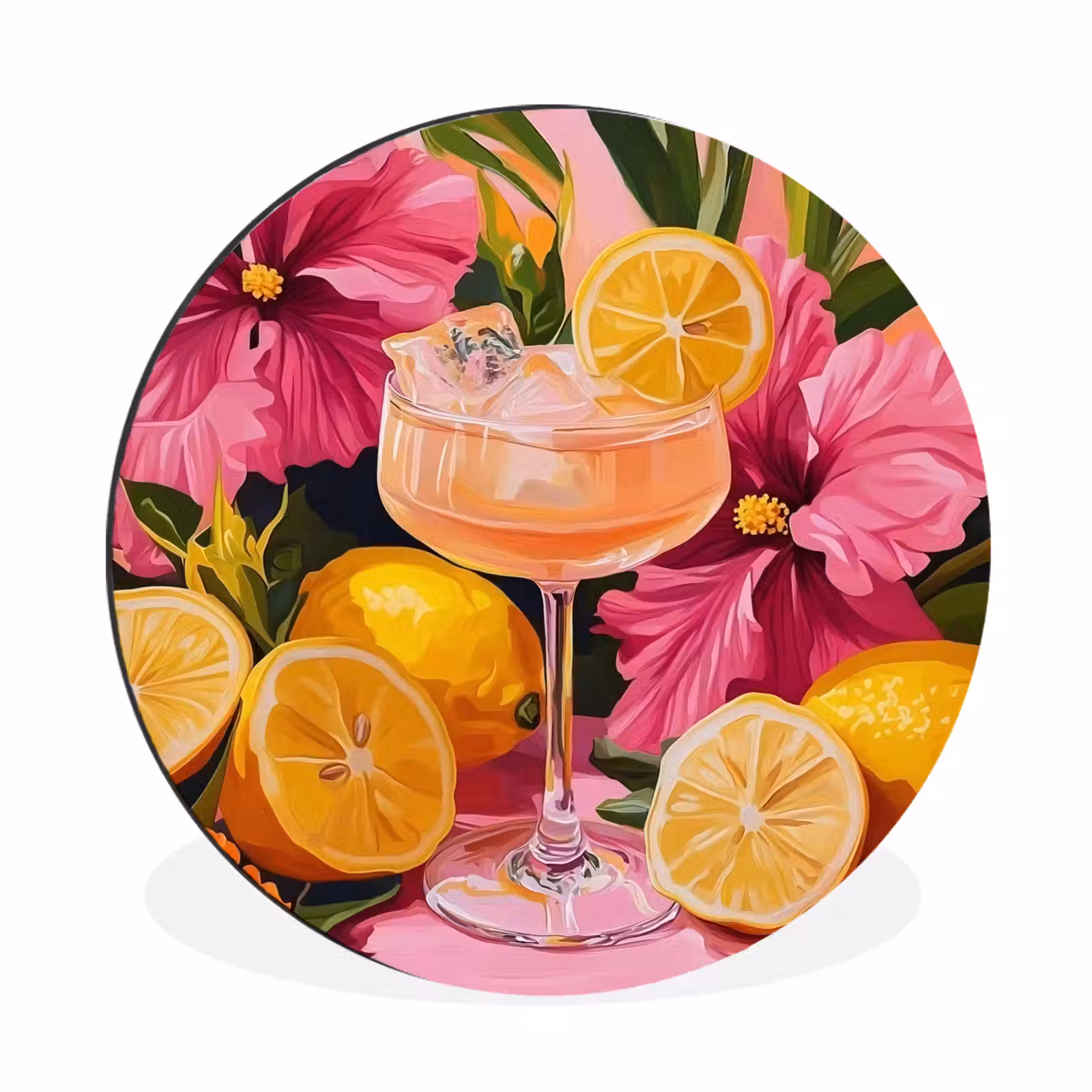 Wandcirkel - aluminium - Drink - Bloemen - Yellow — 1