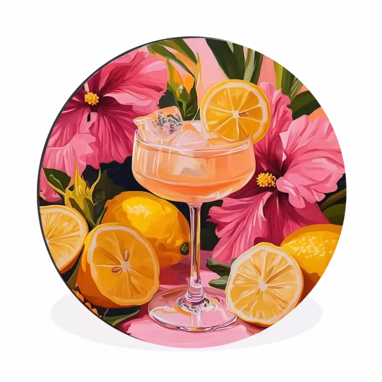 Wandcirkel - aluminium - Drink - Bloemen - Yellow — 1