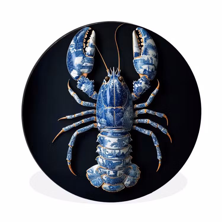 Wandcirkel - aluminium - Kreeft - Delftsblauw - Schild - Stoer