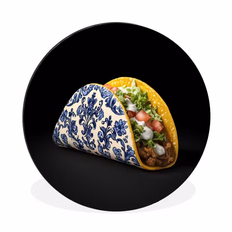 Wandcirkel - aluminium - Taco - Vlees - Salade - Delftsblauw - Motief