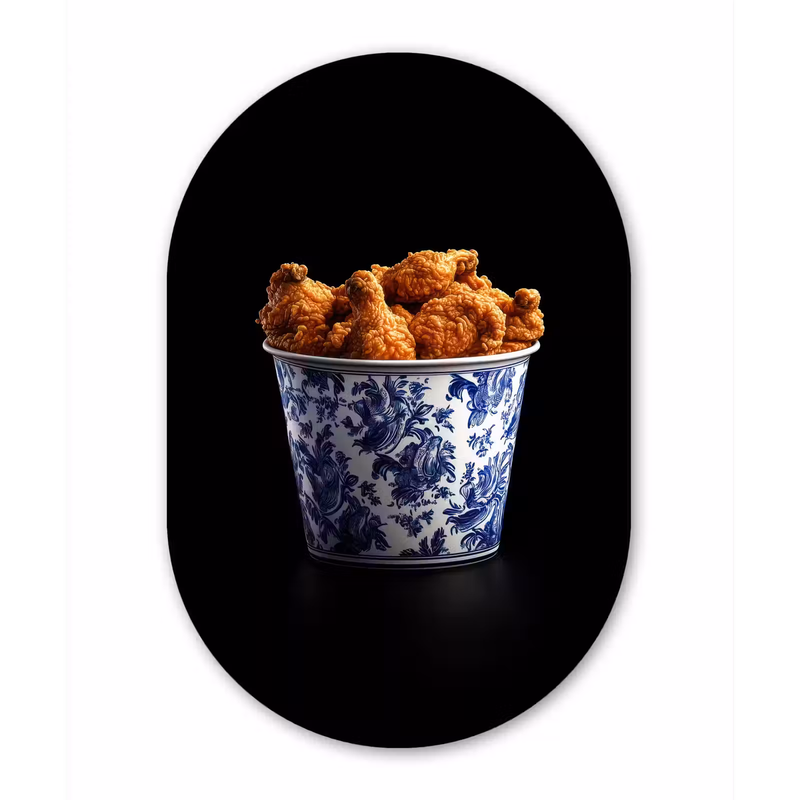 Muurovaal Glas – Kip - Bucket - Delfts blauw - Lekker — 1