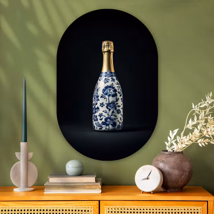 Muurovaal Glas – Champagne - Bloemen - Goud - Chique — 2