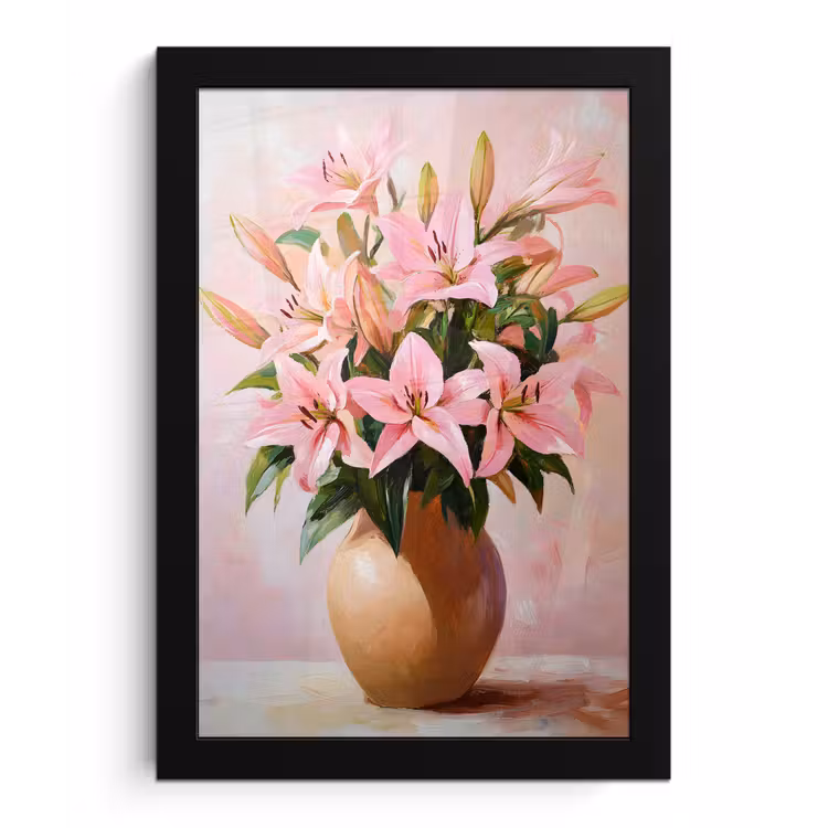Poster met lijst - Vaas - Bloemen - Roze — 1