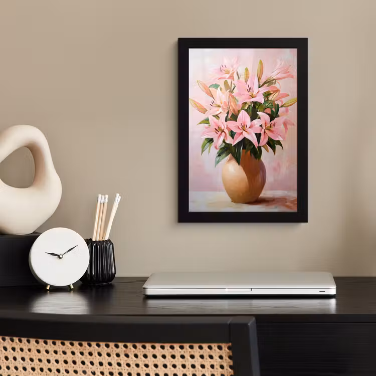 Poster met lijst - Vaas - Bloemen - Roze — 2