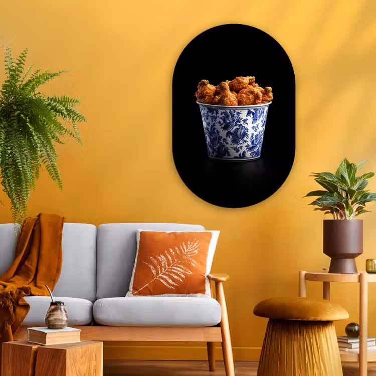 Muurovaal Glas – Kip - Bucket - Delfts blauw - Lekker — 3