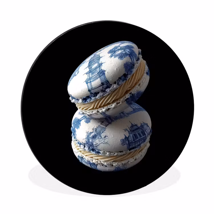 Wandcirkel - aluminium - Eten - Macarons - Delfts blauw - Koekjes