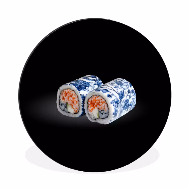Wandcirkel - aluminium - Sushi - Delfts blauw - Rijst - Vis - Elegant