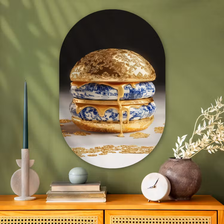 Muurovaal Glas – Delftsblauw - Goud - Burger — 2