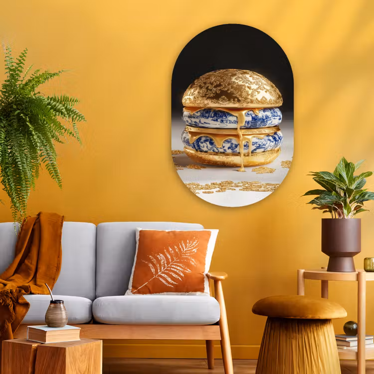 Muurovaal Glas – Delftsblauw - Goud - Burger — 3