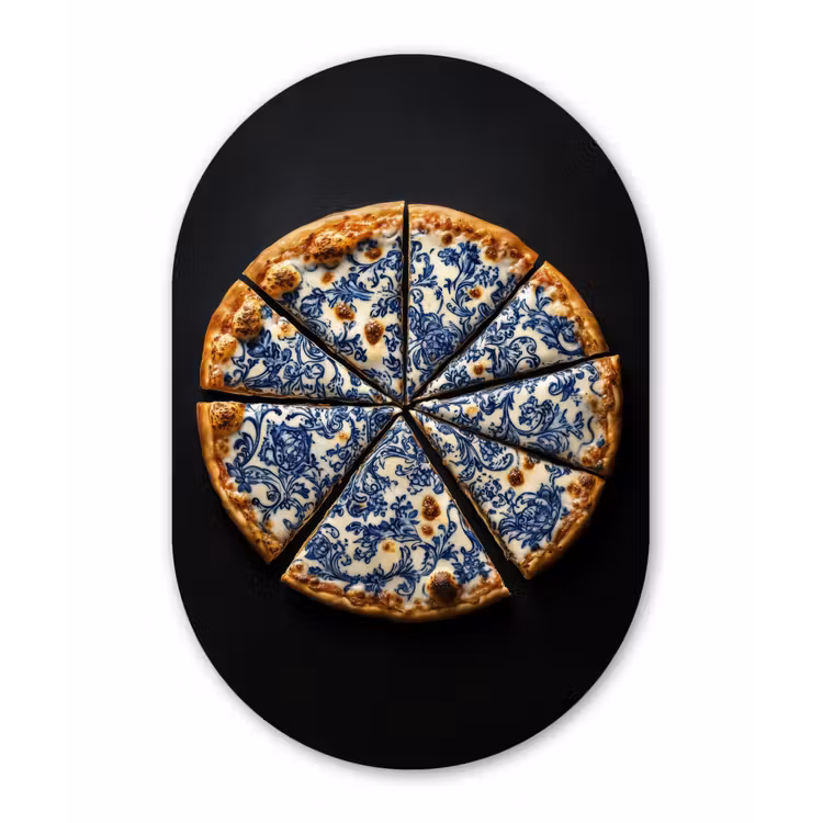 Muurovaal Glas – Pizza - Eten - Delftsblauw