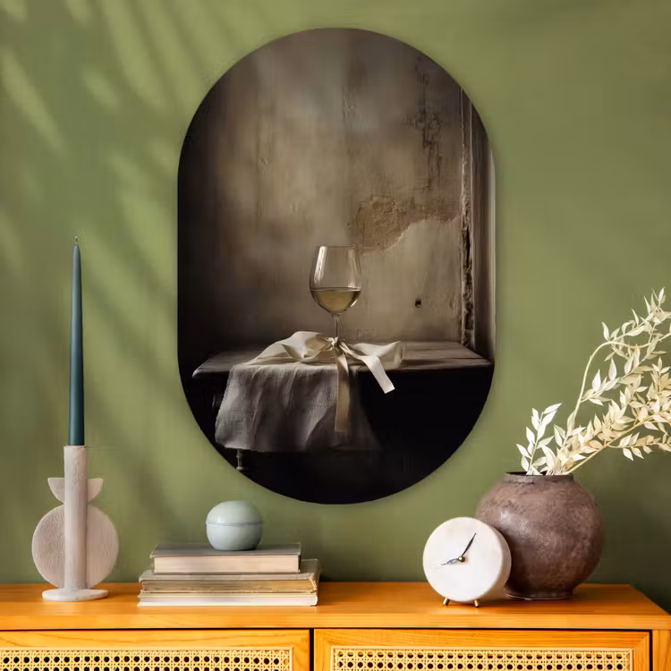 Muurovaal Glas – Strik - Beige - Witte - Wijn — 2