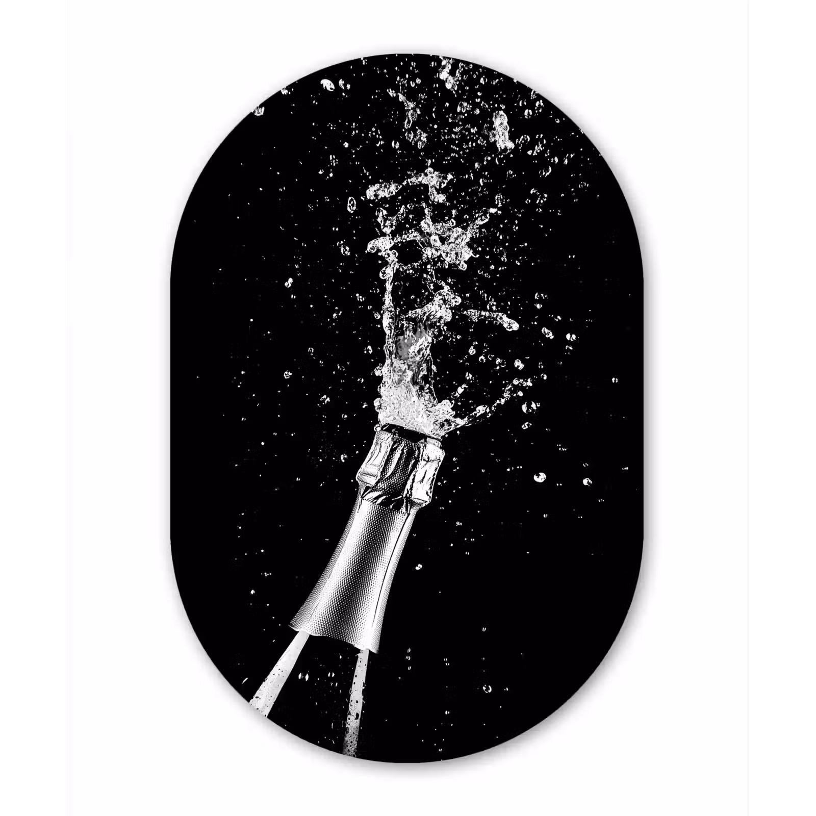 Muurovaal Glas – Champagne - Zwart - Spetters - Popping — 1
