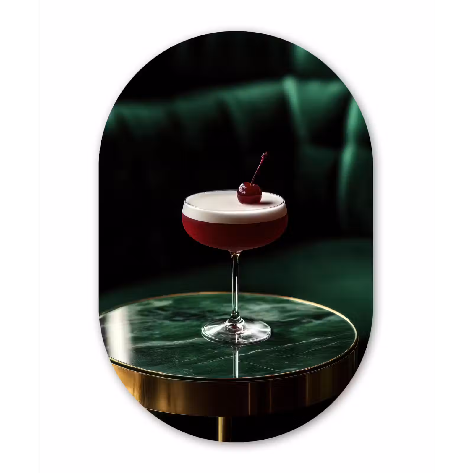Muurovaal Glas – Kers - Cocktail - Rood - Marmer — 1