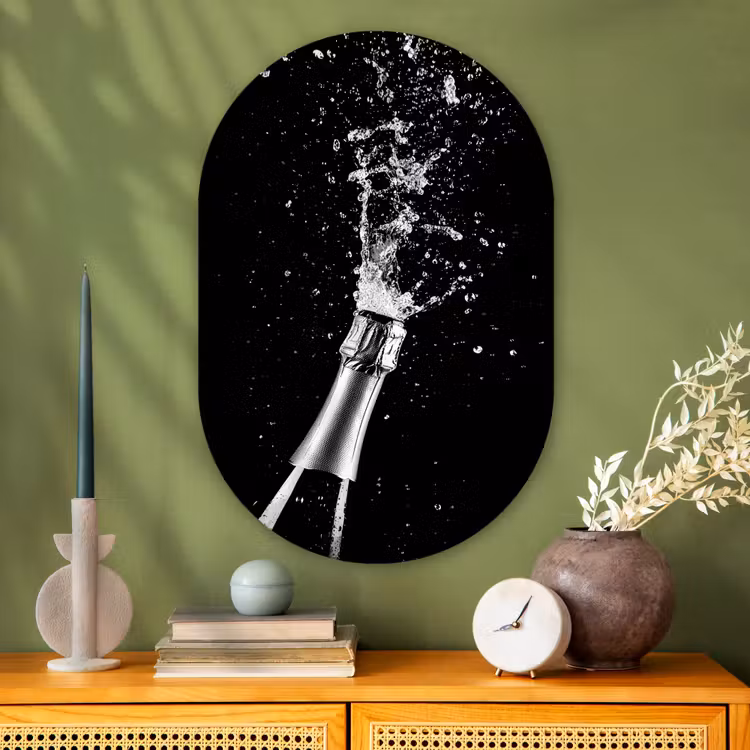 Muurovaal Glas – Champagne - Zwart - Spetters - Popping — 2