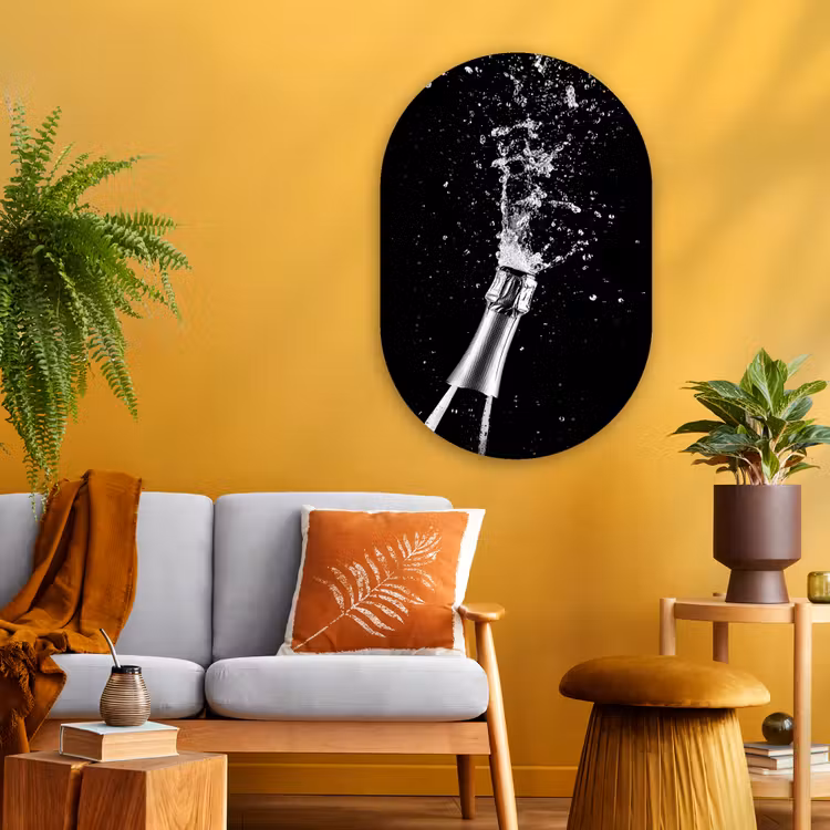 Muurovaal Glas – Champagne - Zwart - Spetters - Popping — 3