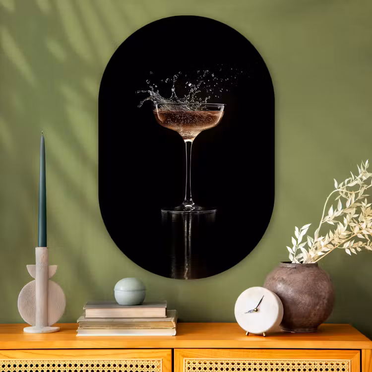 Muurovaal Glas – Cocktail - Zwart - Spetters - Glas — 2