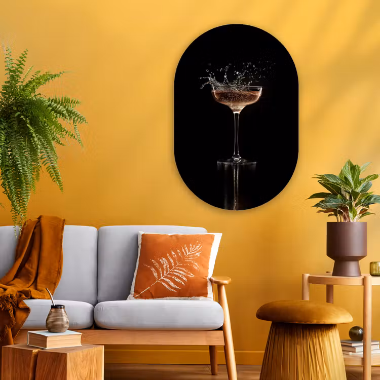 Muurovaal Glas – Cocktail - Zwart - Spetters - Glas — 3