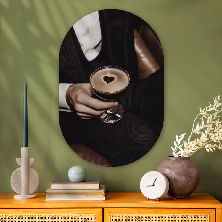 Muurovaal Glas – Hartje - Cocktail - Espresso Martini - Hand — 2