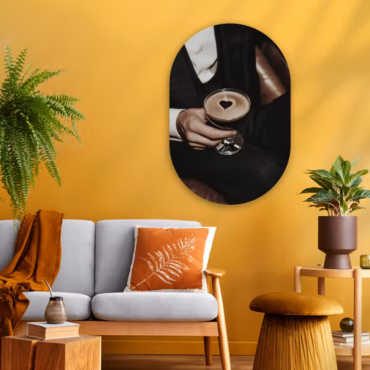 Muurovaal Glas – Hartje - Cocktail - Espresso Martini - Hand — 3