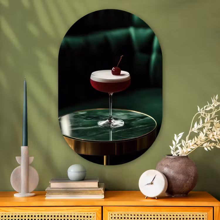 Muurovaal Glas – Kers - Cocktail - Rood - Marmer — 2