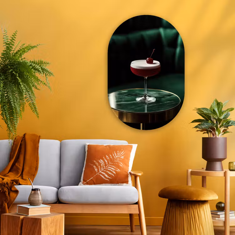 Muurovaal Glas – Kers - Cocktail - Rood - Marmer — 3