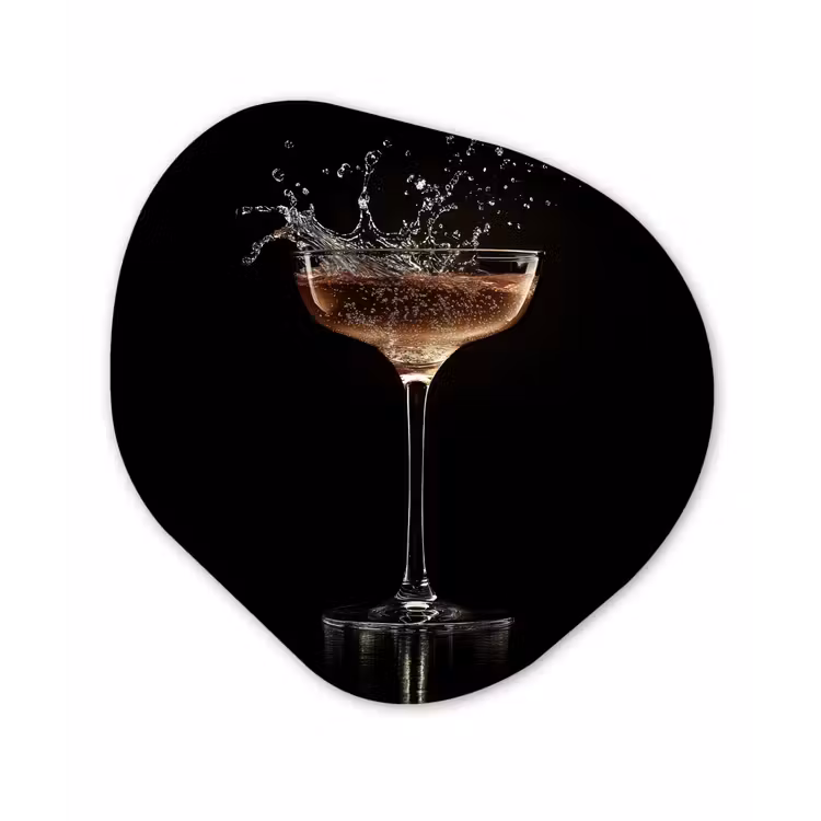 Organisch schilderij – Cocktail - Zwart - Spetters - Glas — 1