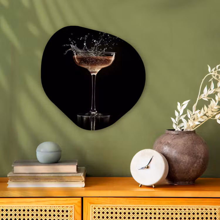Organisch schilderij – Cocktail - Zwart - Spetters - Glas — 2