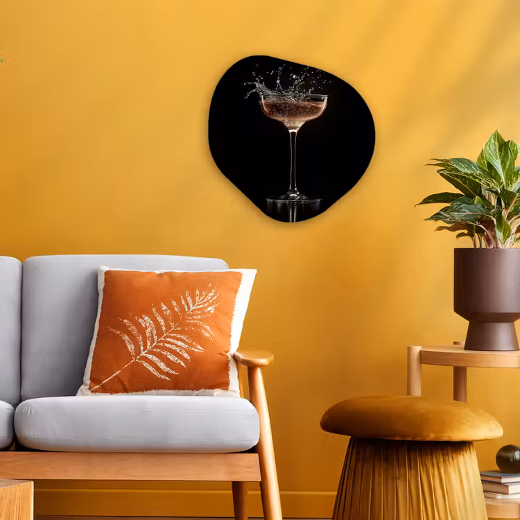 Organisch schilderij – Cocktail - Zwart - Spetters - Glas — 3
